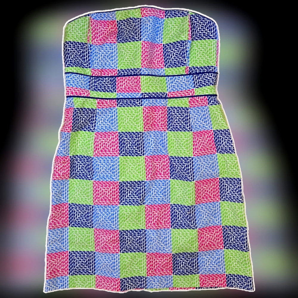 Size 6 Vineyard Vines Strapless Whale Patchwork Dress